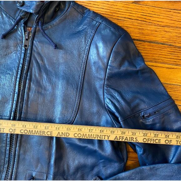 VTG 70s USA Unique Rare Women’s 10-12, 42 Cabretta Angel Skin Leather Coat Hood - Picture 8 of 16